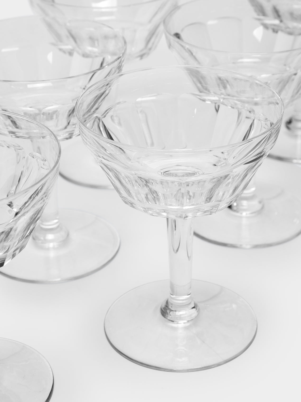 Antique and Vintage - 1950s Val Saint Lambert Cut Crystal Wine Goblets (Set of 8) -  - ABASK