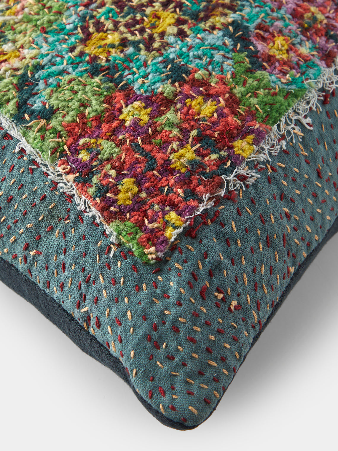 By Walid - 1930s Needlepoint Wool and Linen Cushion (17.5in/45cm) - Multiple - ABASK