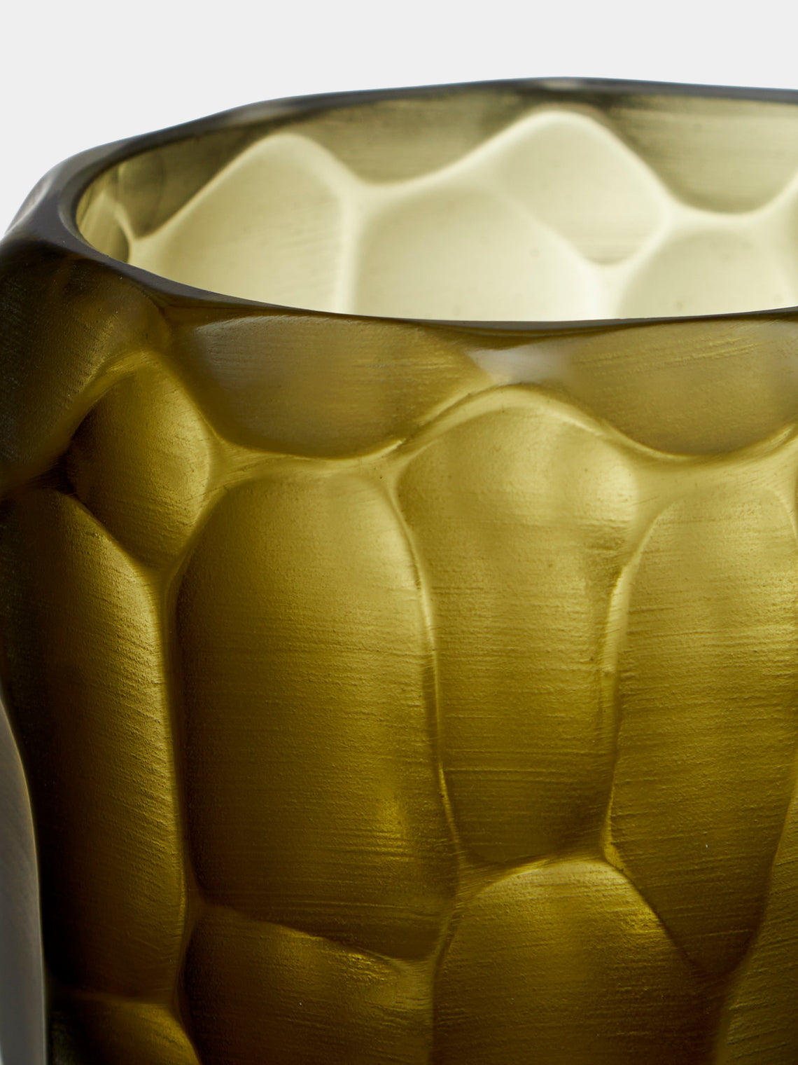 Micheluzzi Glass - Rullo Laguna Bamboo Hand-Blown Murano Glass Vase (4.5in/11cm) - Green - ABASK