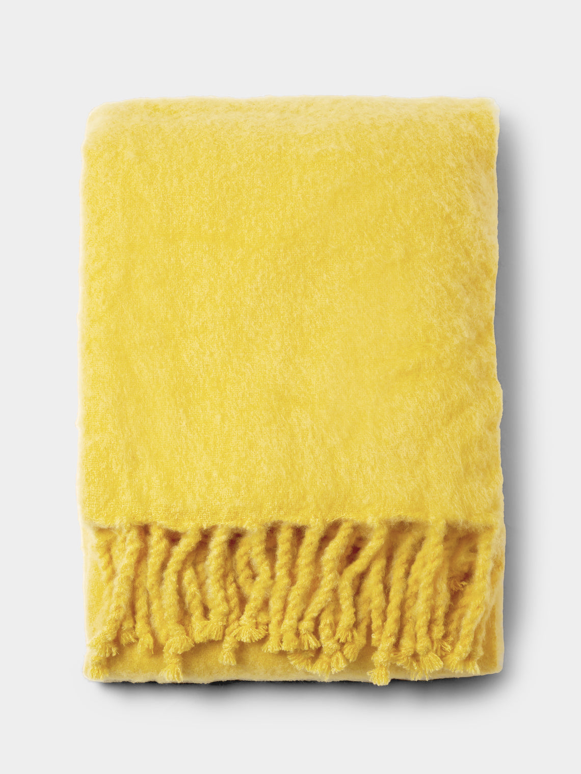 Lena Rewell - Handwoven Solid Mohair King-Size Bed Blanket (118in/3m) - Yellow - ABASK
