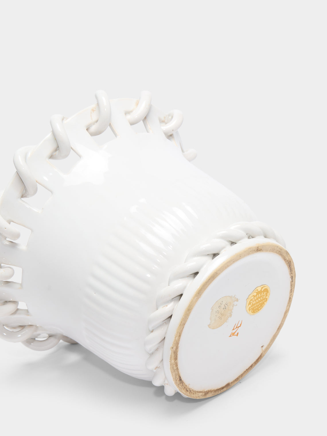 Antique and Vintage - 1920s Émile Tessier Ceramic Vase (9in/22.5cm) - White - ABASK