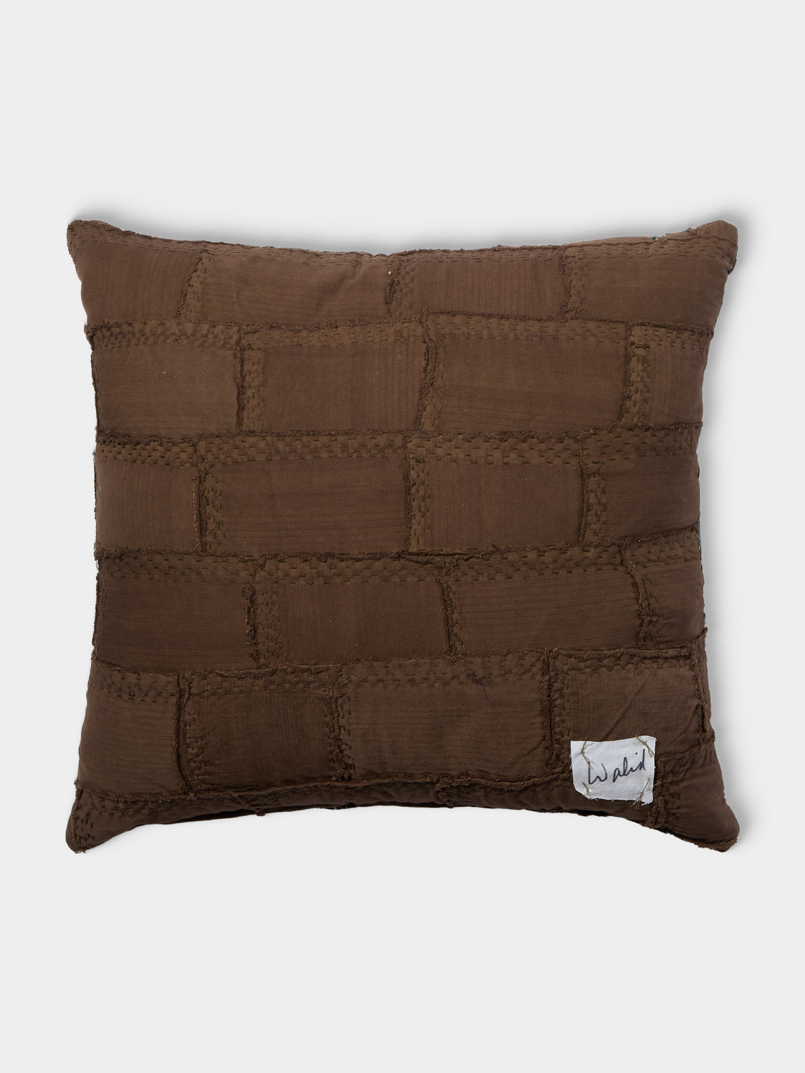 By Walid - 19th-Century Victorian Needlepoint Patchwork Wool and Cotton Cushion (19.5in/50cm) - Multiple - ABASK