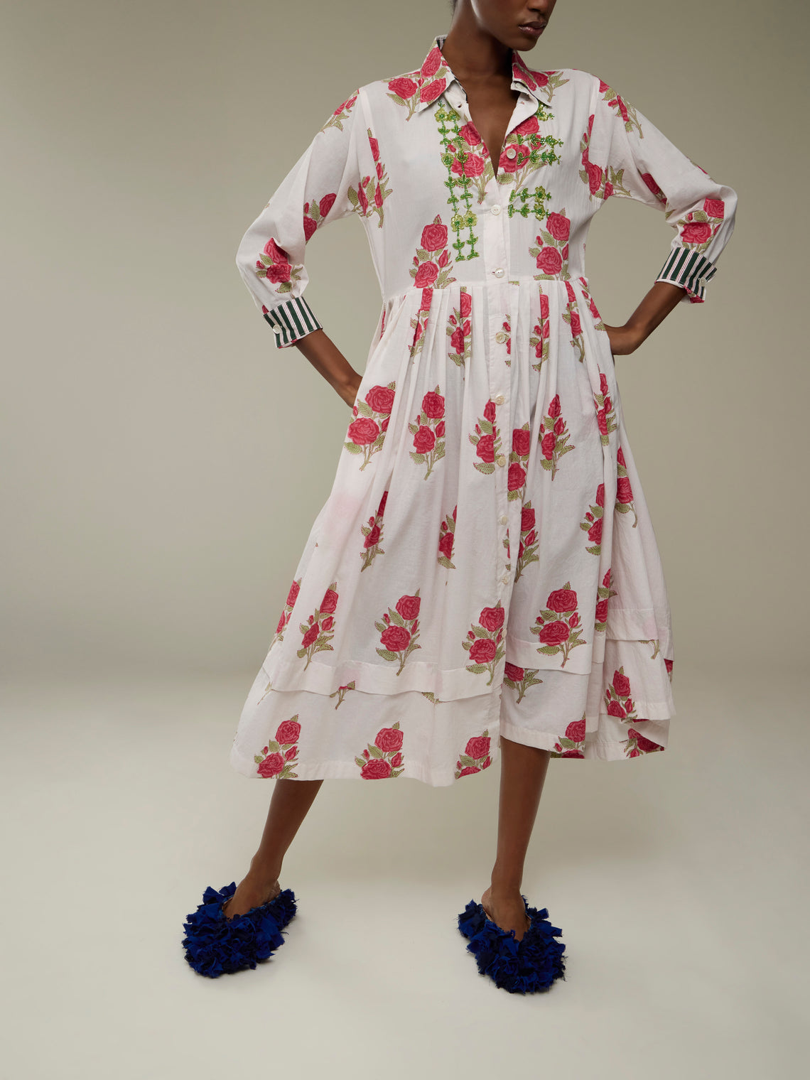 Nazzy Beglari - Hand-Blocked Cotton Shirt Dress | One Size -  - ABASK