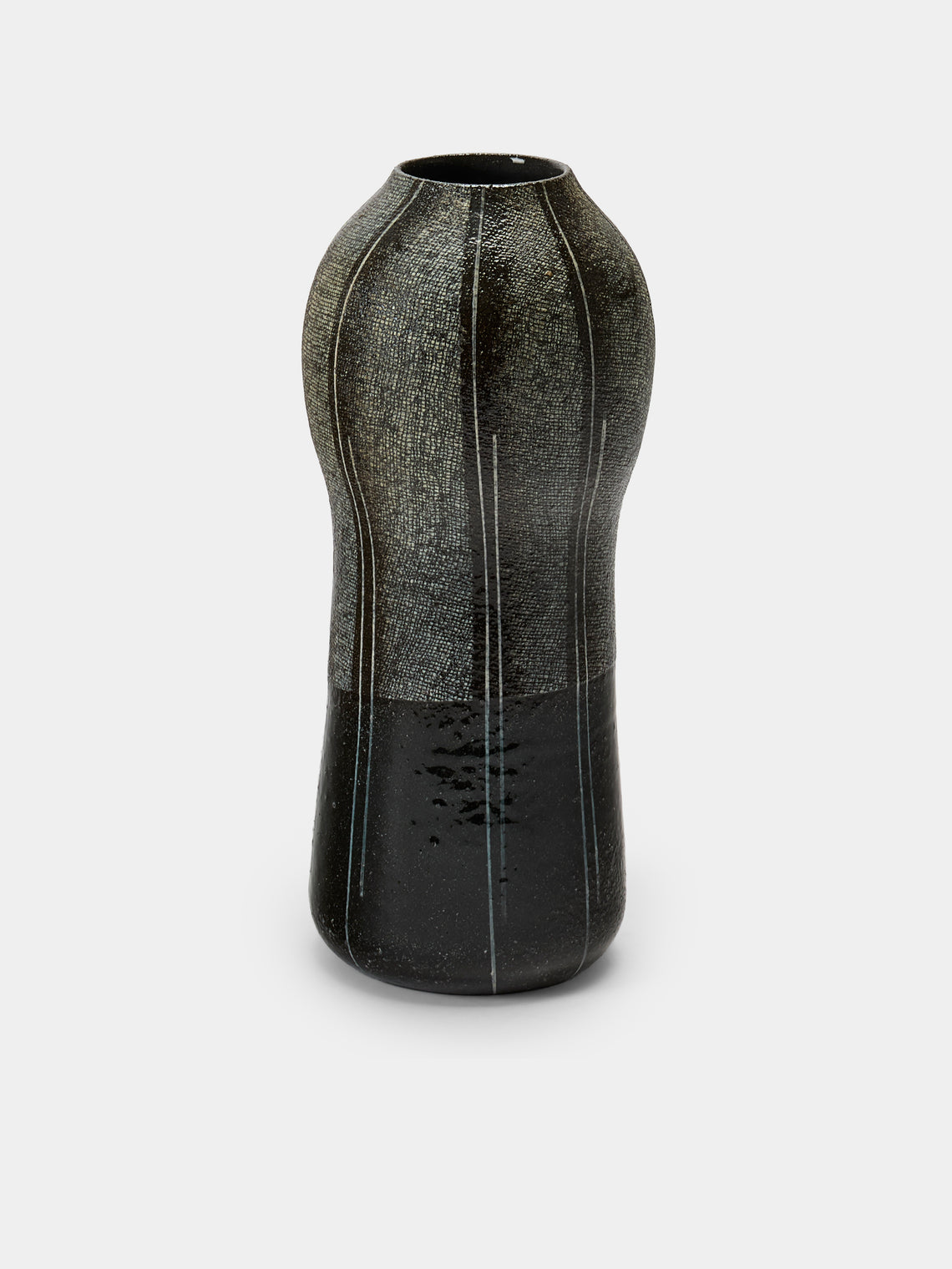 Masumi Ando - Textured Ceramic Vase (10.5in/26.5cm) - Gray - ABASK - 