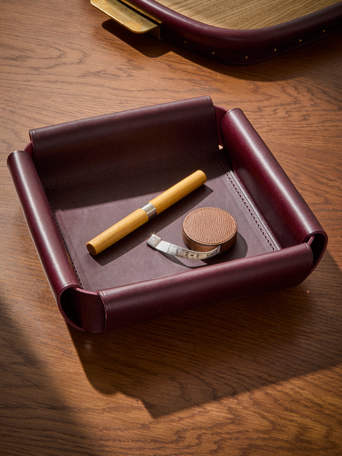 Otzi Studio - Assembly Leather Valet Tray (10in/26cm) - Burgundy - ABASK