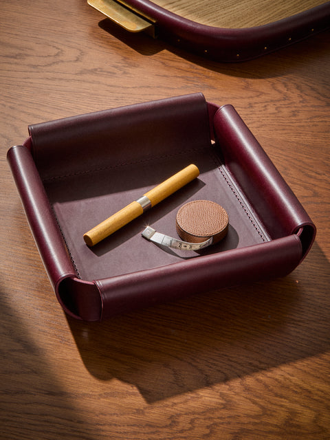 Otzi Studio - Assembly Leather Valet Tray (10in/26cm) - Burgundy - ABASK