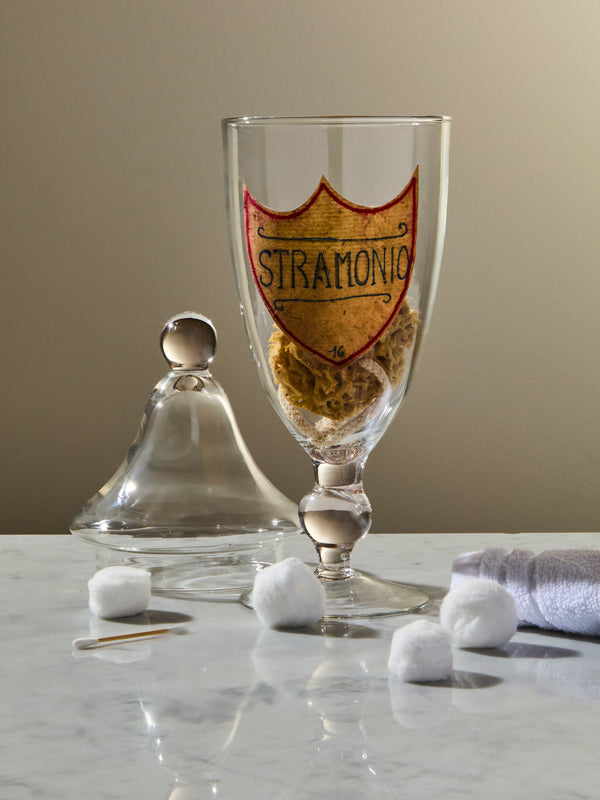 Antique and Vintage - Early-20th-Century Venetian Glass Lidded Apothecary Jar - White - ABASK