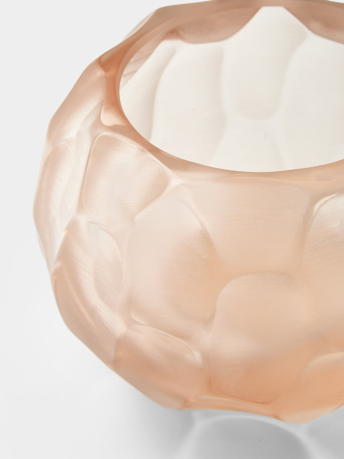 Micheluzzi Glass - Bocia Rose Bamboo Hand-Blown Murano Glass Vase (6in/15cm) - Pink - ABASK