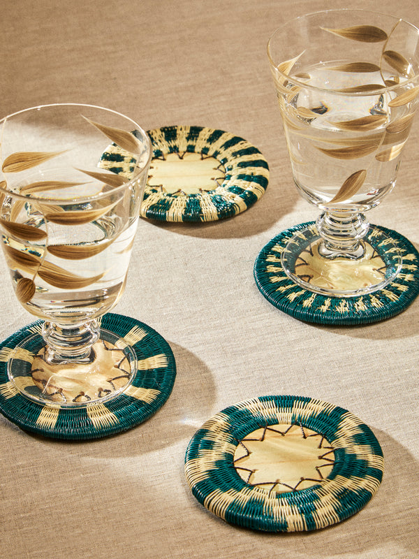 CasaLatina - Pacifico Handwoven Werregue Palm Coasters (Set of 4) - Tan - ABASK
