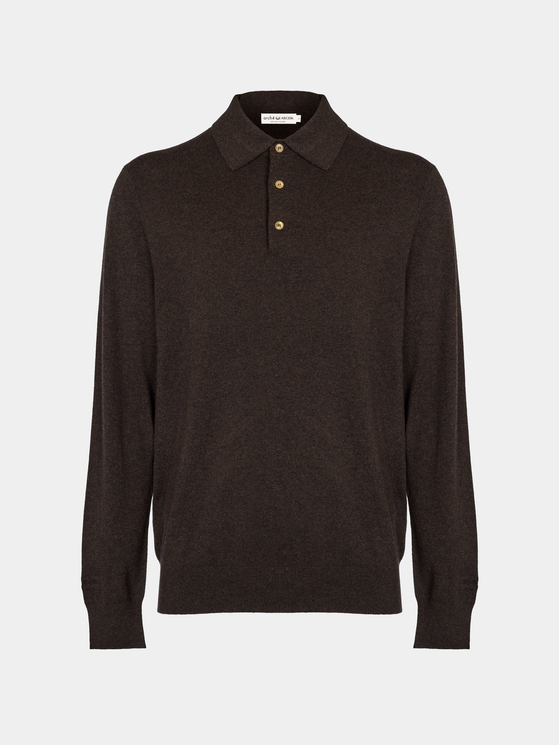 Arch4 - Chapman Baby Goat Cashmere Long-Sleeved Polo Top | Size: M - Brown - ABASK - 