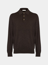 Arch4 - Chapman Baby Goat Cashmere Long-Sleeved Polo Top | Size: M - Brown - ABASK - 