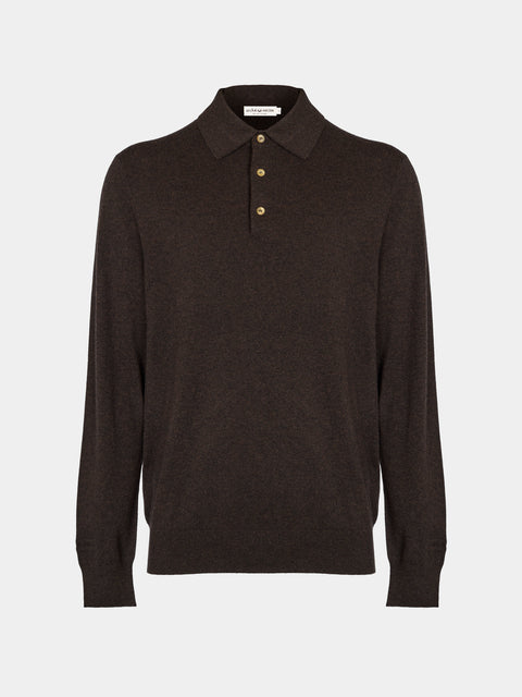 Arch4 - Chapman Baby Goat Cashmere Long-Sleeved Polo Top | Size: M - Brown - ABASK - 