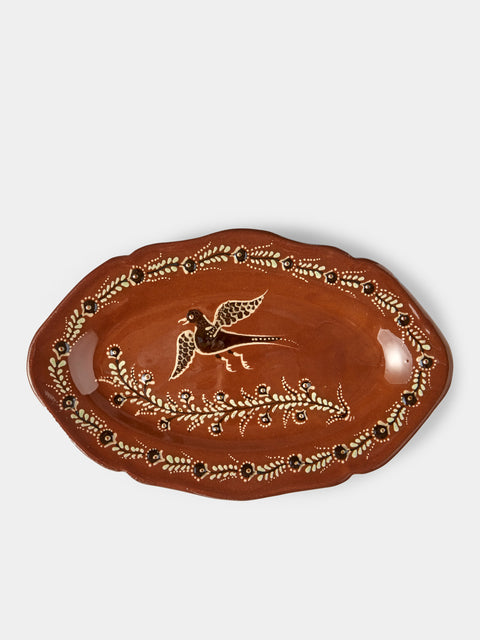 Poterie d’Évires - Birds Hand-Painted Ceramic Fluted-Edge Platter - Light brown - ABASK - 