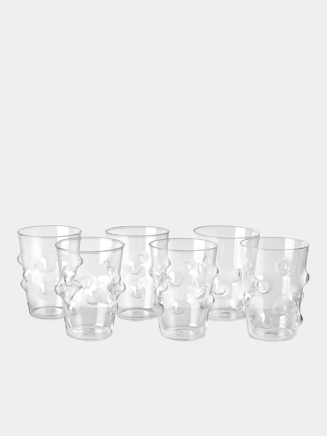 Alya Tannous - Bubble Hand-Blown Tall Water Glasses (Set of 6) - Clear - ABASK