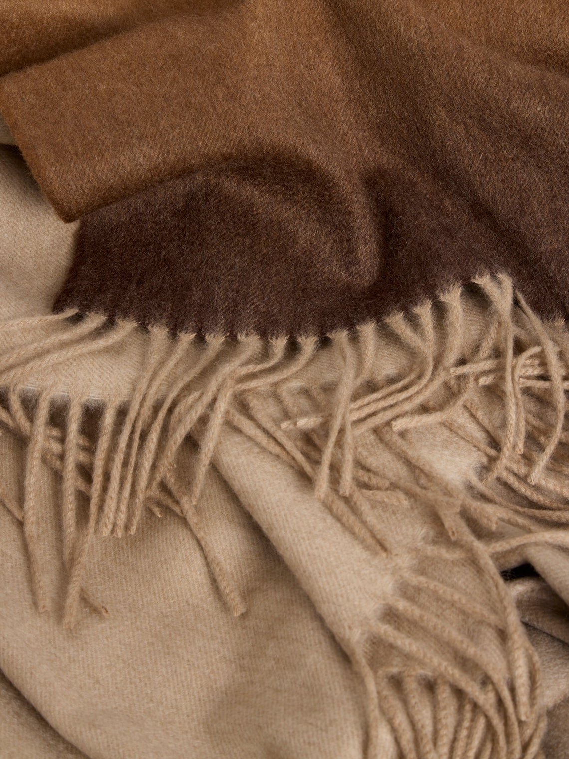 Begg x Co - Nuance Ombré Cashmere Throw (72in/1.8m) - Beige - ABASK