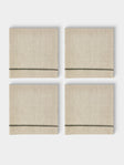 Chamois - | Set of 4 | Embroidered Linen Napkins - Beige - ABASK - 