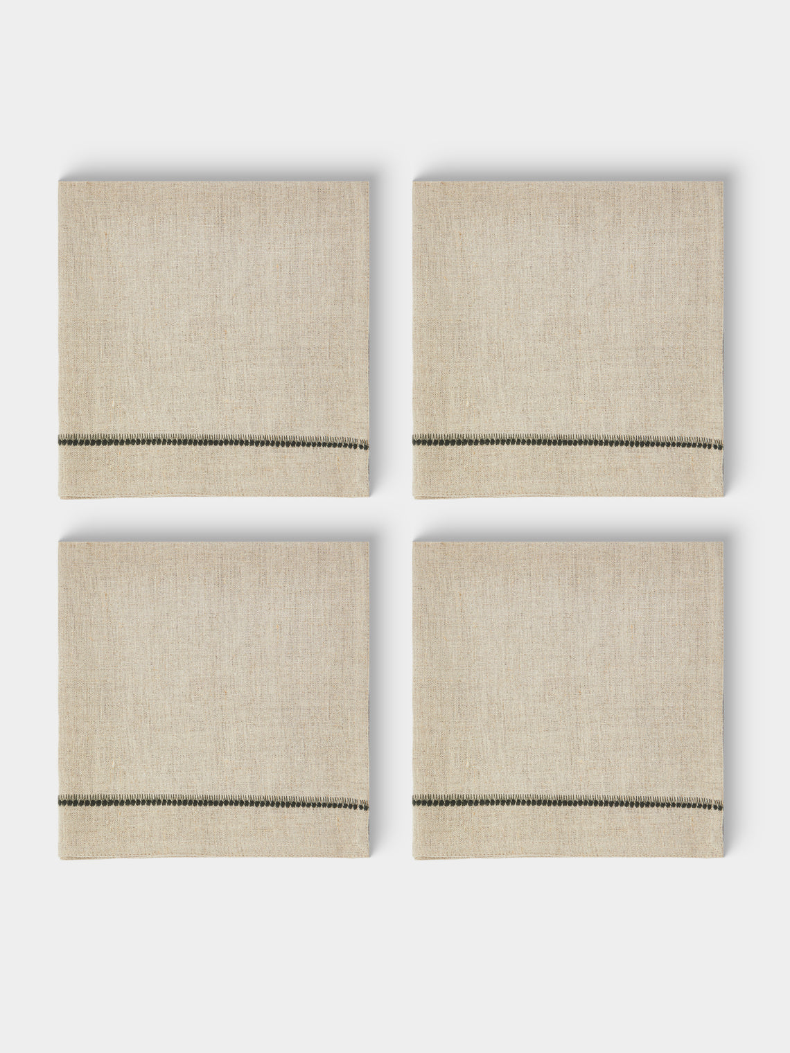 Chamois - | Set of 4 | Embroidered Linen Napkins - Beige - ABASK - 