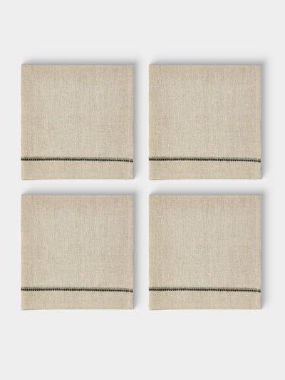 Chamois - | Set of 4 | Embroidered Linen Napkins - Beige - ABASK - 