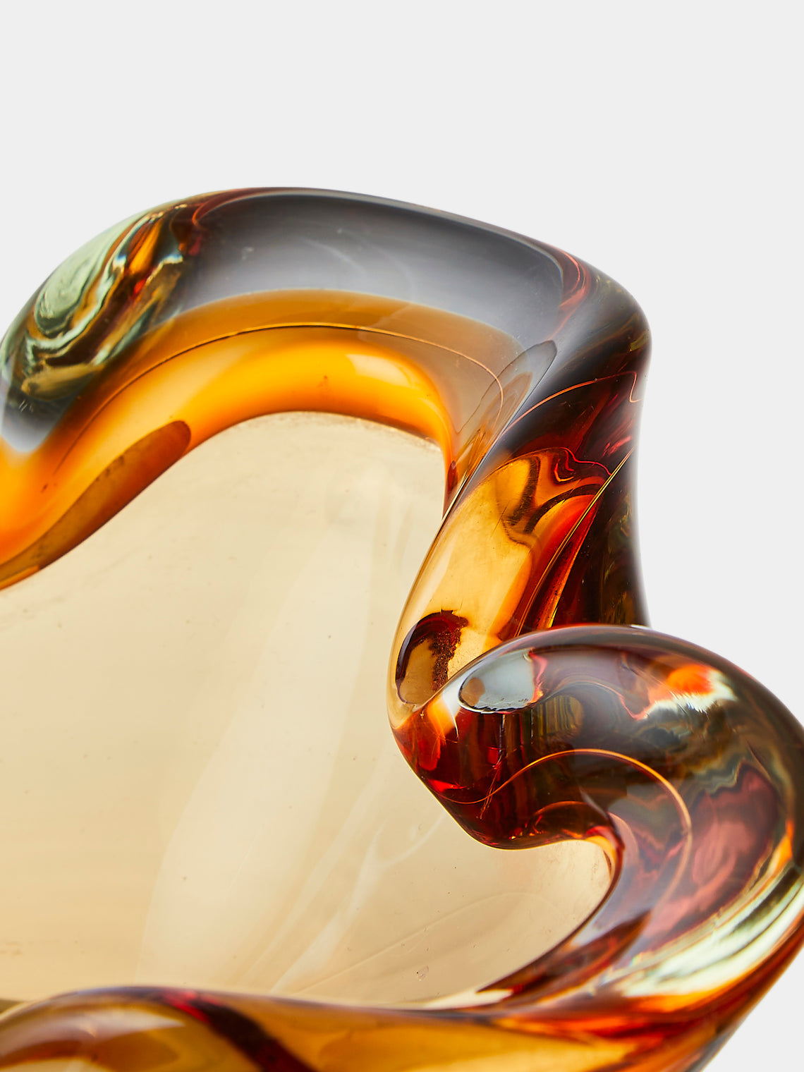 Antique and Vintage - Mid-Century Glass Ashtray - Orange - ABASK