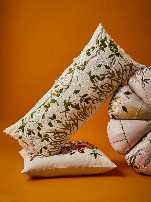 Bokja - Primavera Embroidered Linen Cushion (35.5in/90cm) - Multiple - ABASK