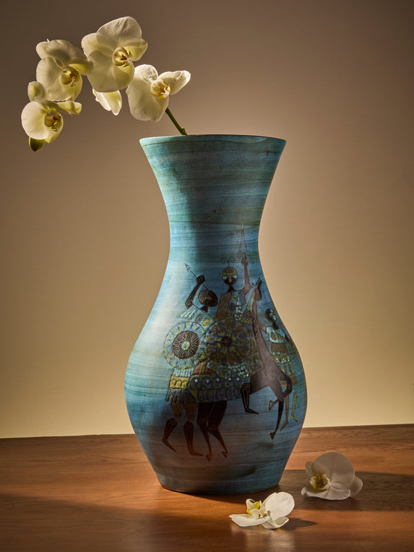 Antique and Vintage - 1960s Jean de Lespinasse Ceramic Vase (21in/53cm) - Blue - ABASK
