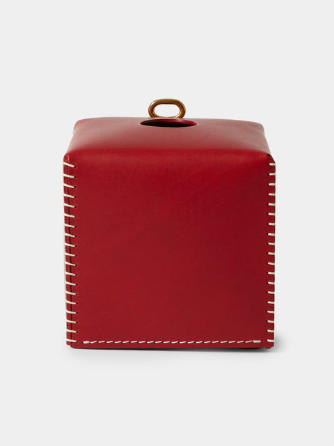 Otzi Studio - Eyelet Leather Tissue Box - Red - ABASK - 