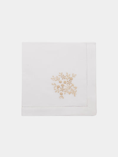 Rolande du Dreuilh Créations - Hand-Embroidered Cotton Napkins (Set of 4) - White - ABASK - 