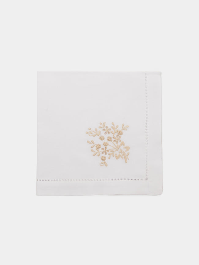 Rolande du Dreuilh Créations - Hand-Embroidered Cotton Napkins (Set of 4) - White - ABASK - 