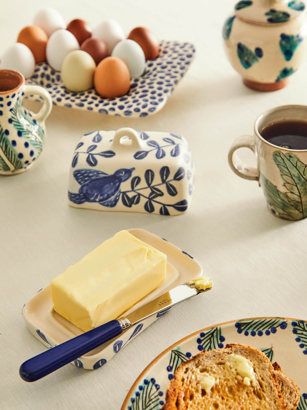 Azul Patagonia - Flying Bird Hand-Painted Ceramic Butter Dish -  - ABASK