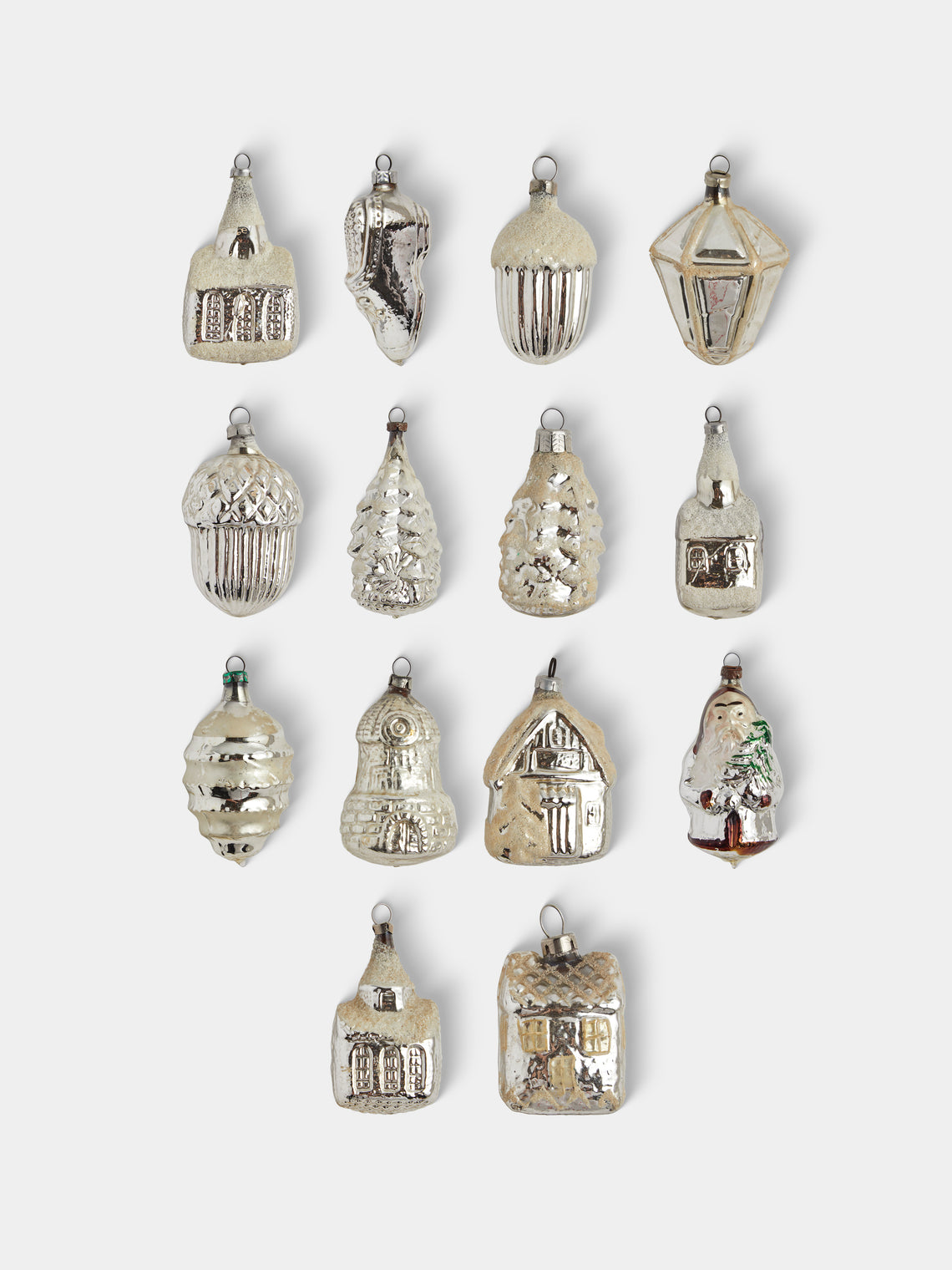 Antique and Vintage - Early-20th-Century Christmas Glass Baubles (Set of 14) - Silver - ABASK - 
