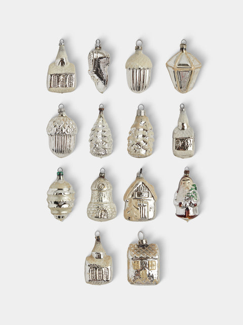 Antique and Vintage - Early-20th-Century Christmas Glass Baubles (Set of 14) - Silver - ABASK - 
