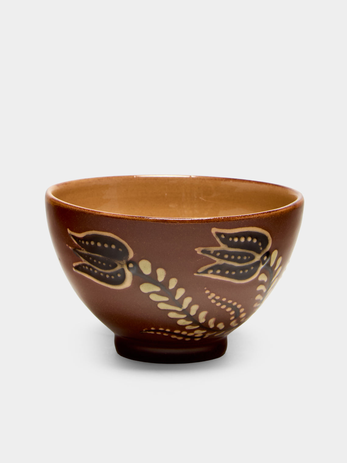 Poterie d’Évires - Flowers Hand-Painted Ceramic Petite Fluted Bowls (Set of 6) - Light brown - ABASK