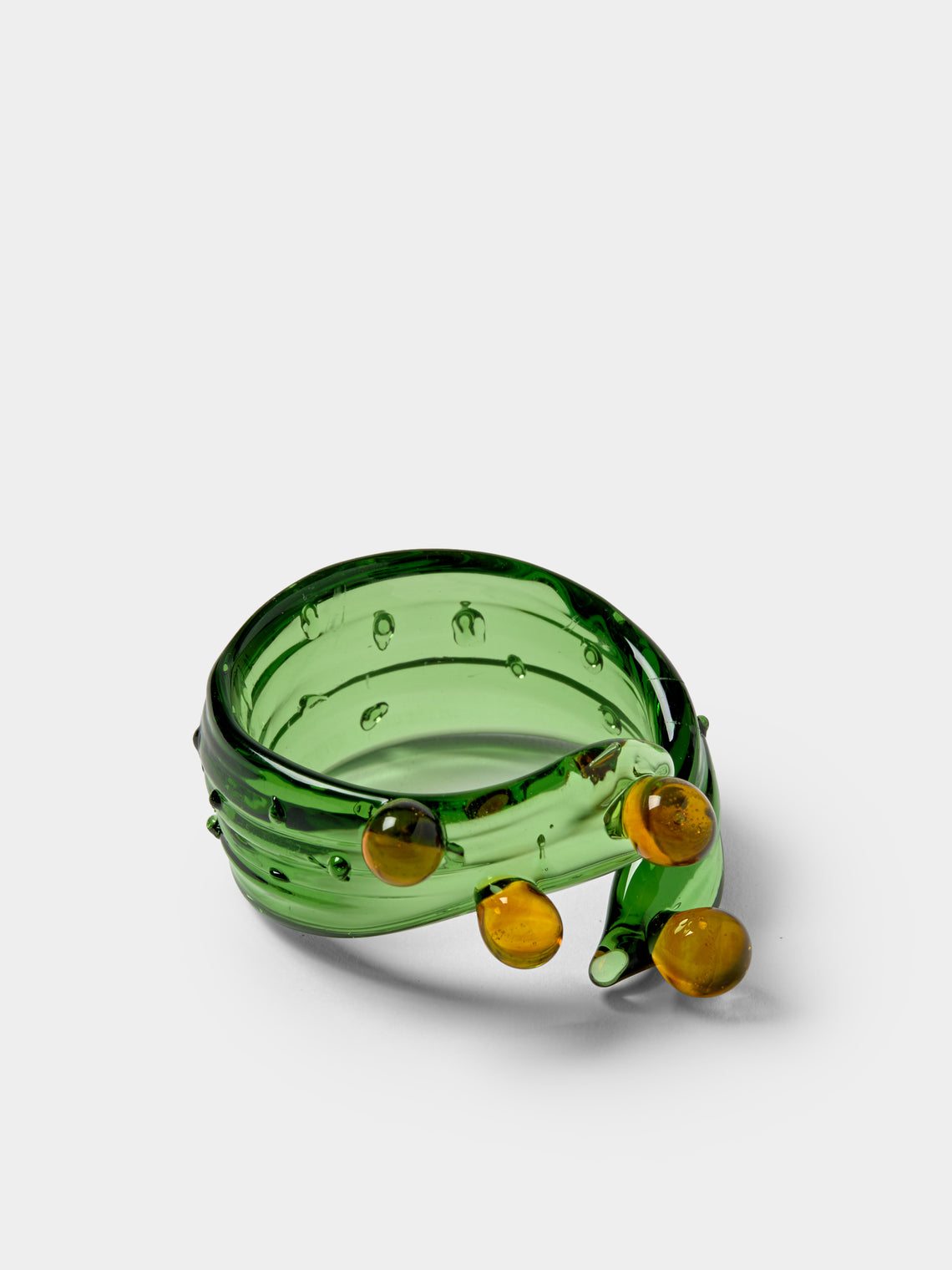 Casarialto - | Set of 6 | Cacti Hand-Blown Glass Napkin Rings - Green - ABASK
