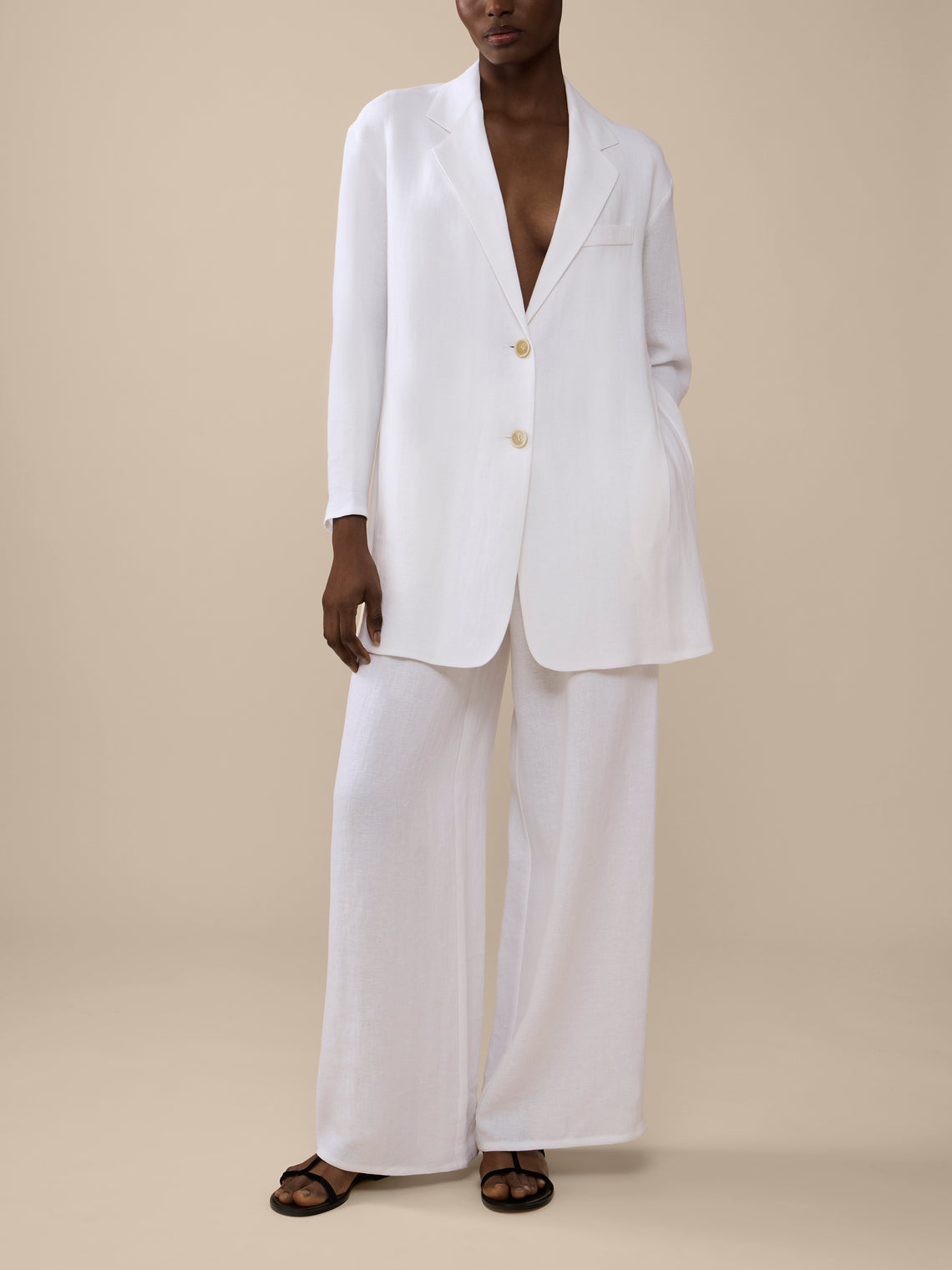Dusan - Linen Open-Back Jacket | Size: S - White - ABASK