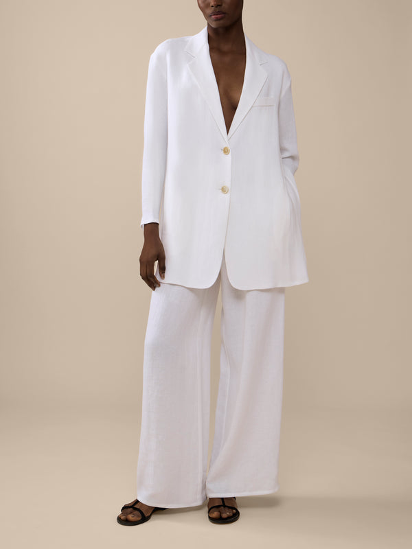 Dusan - Linen Open-Back Jacket | Size: S - White - ABASK