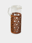 RUDI - Messina Leather and Glass Pitcher (42oz/1.2L) - Brown - ABASK - 
