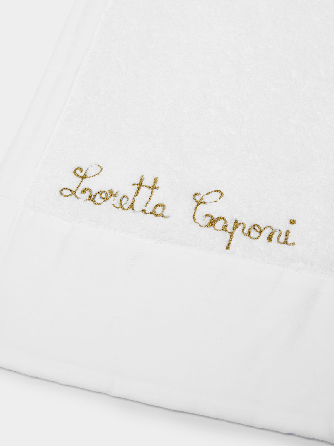 Loretta Caponi - Palm Tree Hand-Embroidered Cotton Hand Towel -  - ABASK