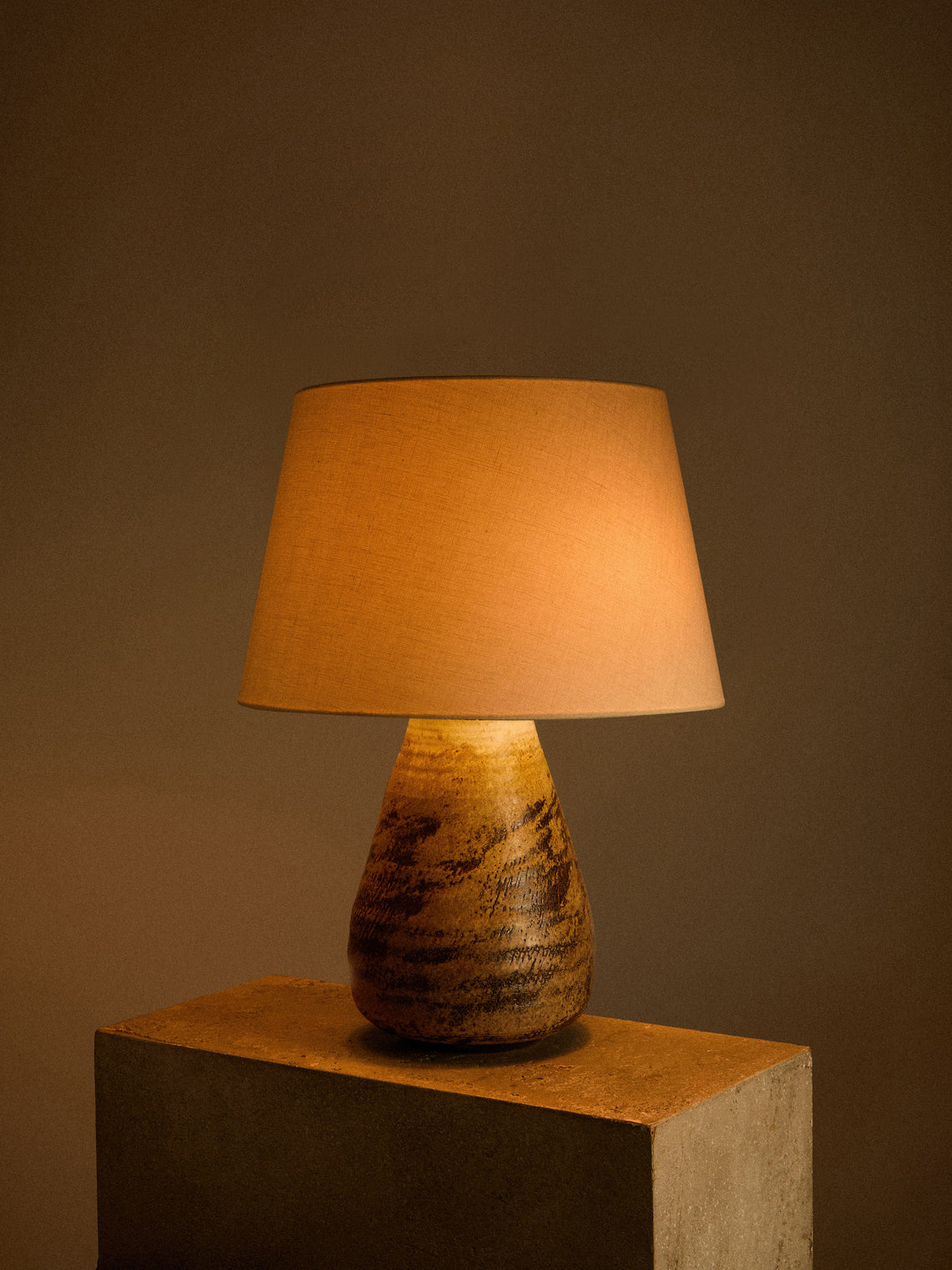 Peter Speliopoulos Projects - Hand-Glazed Stoneware Table Lamp - Beige - ABASK