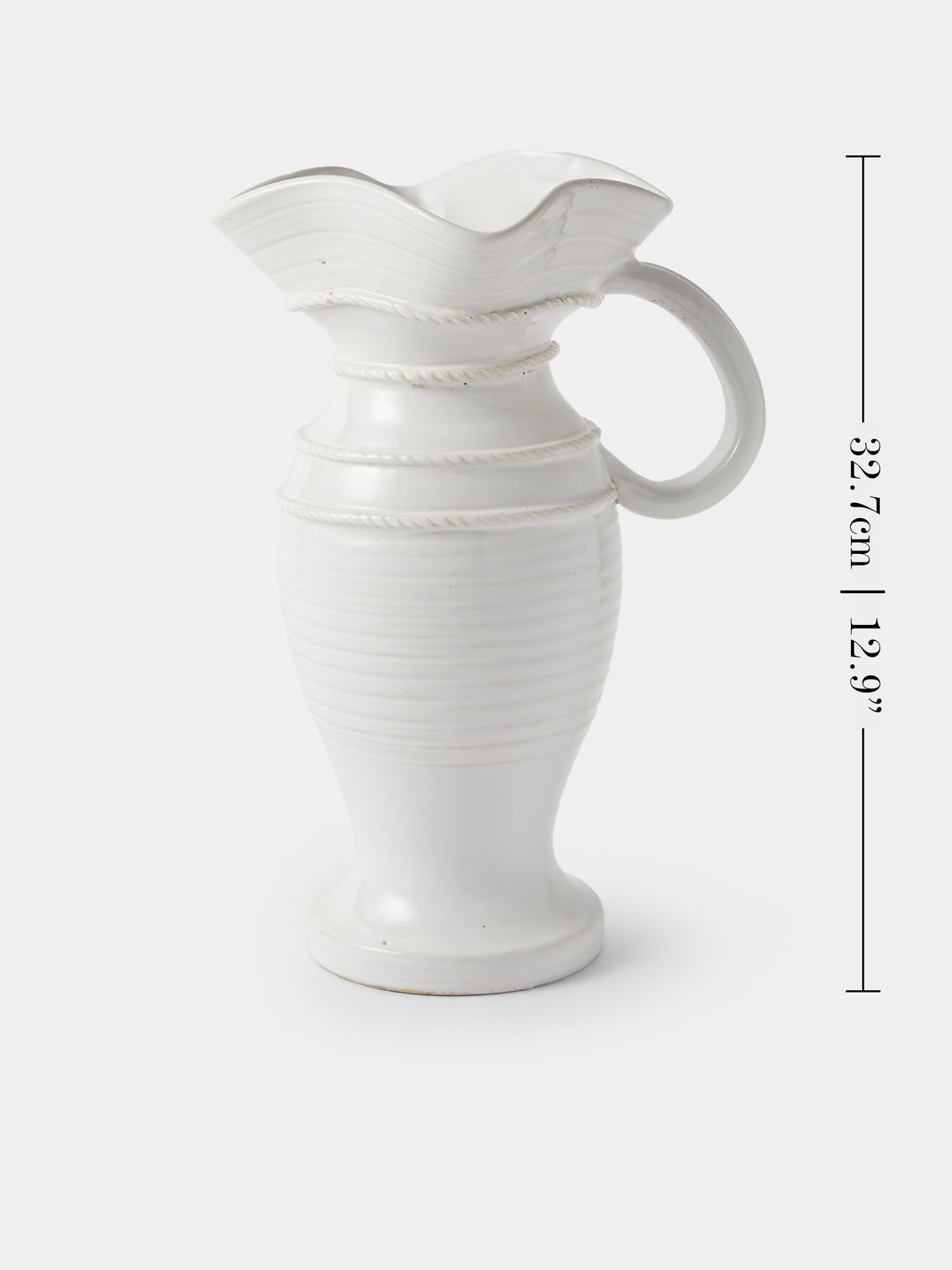 Antique and Vintage - 1940s Émile Tessier Ceramic Wavy Vase (13in/32.5cm) - White - ABASK