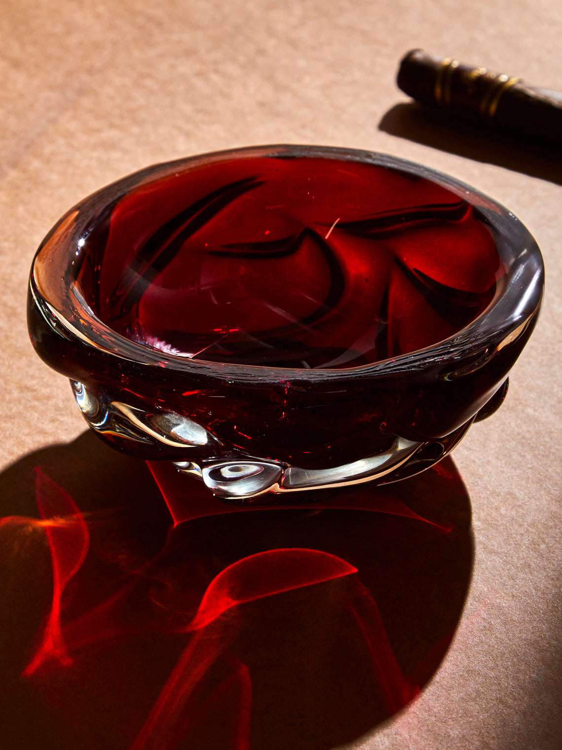 Antique and Vintage - 1960s Murano Glass Ashtray - Red - ABASK