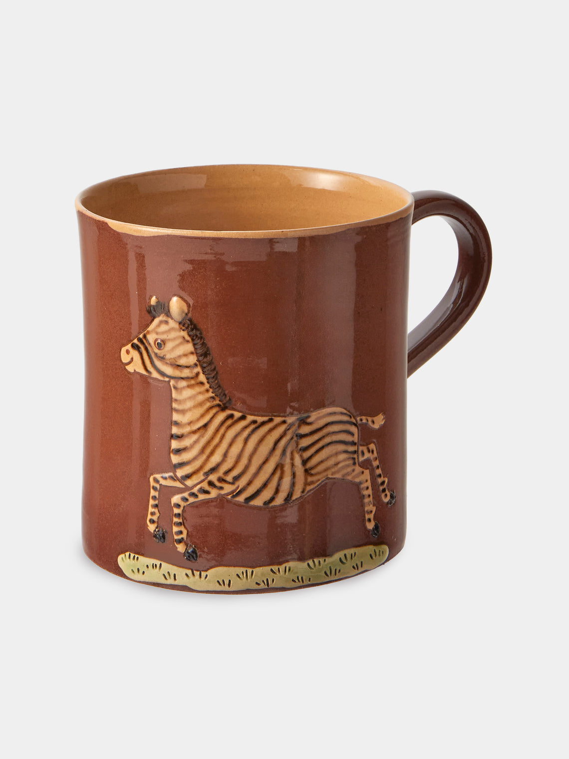 Poterie d’Évires - Animals Hand-Painted Ceramic Mugs (Set of 4) - Light Brown - ABASK