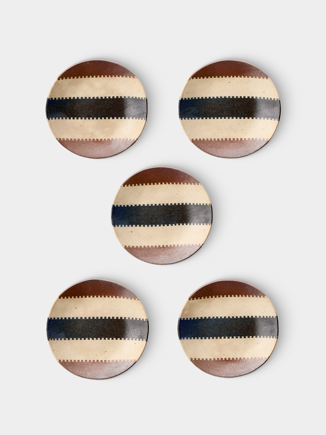 Makidani-gama - No. 2 Nerikomi Ceramic Plates – 8in/21cm (Set of 5) - Multiple - ABASK