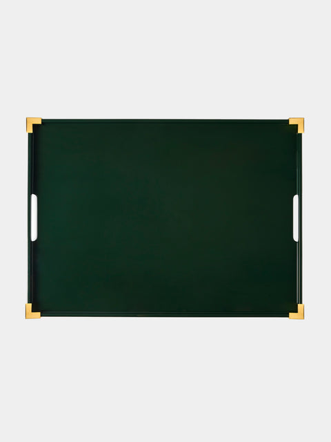 The Lacquer Company - Corners Lacquered Large Tray - Green - ABASK - 