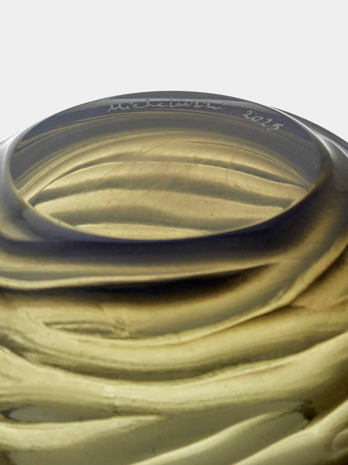 Micheluzzi Glass - Bocia Laguna Onde Hand-Blown Murano Glass Vase (6in/15cm) - Green - ABASK