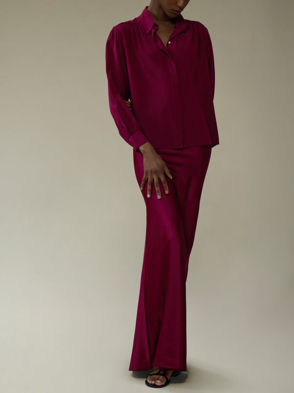 Ryan Roche - Silk Bias Long Skirt | Size: S - Red - ABASK