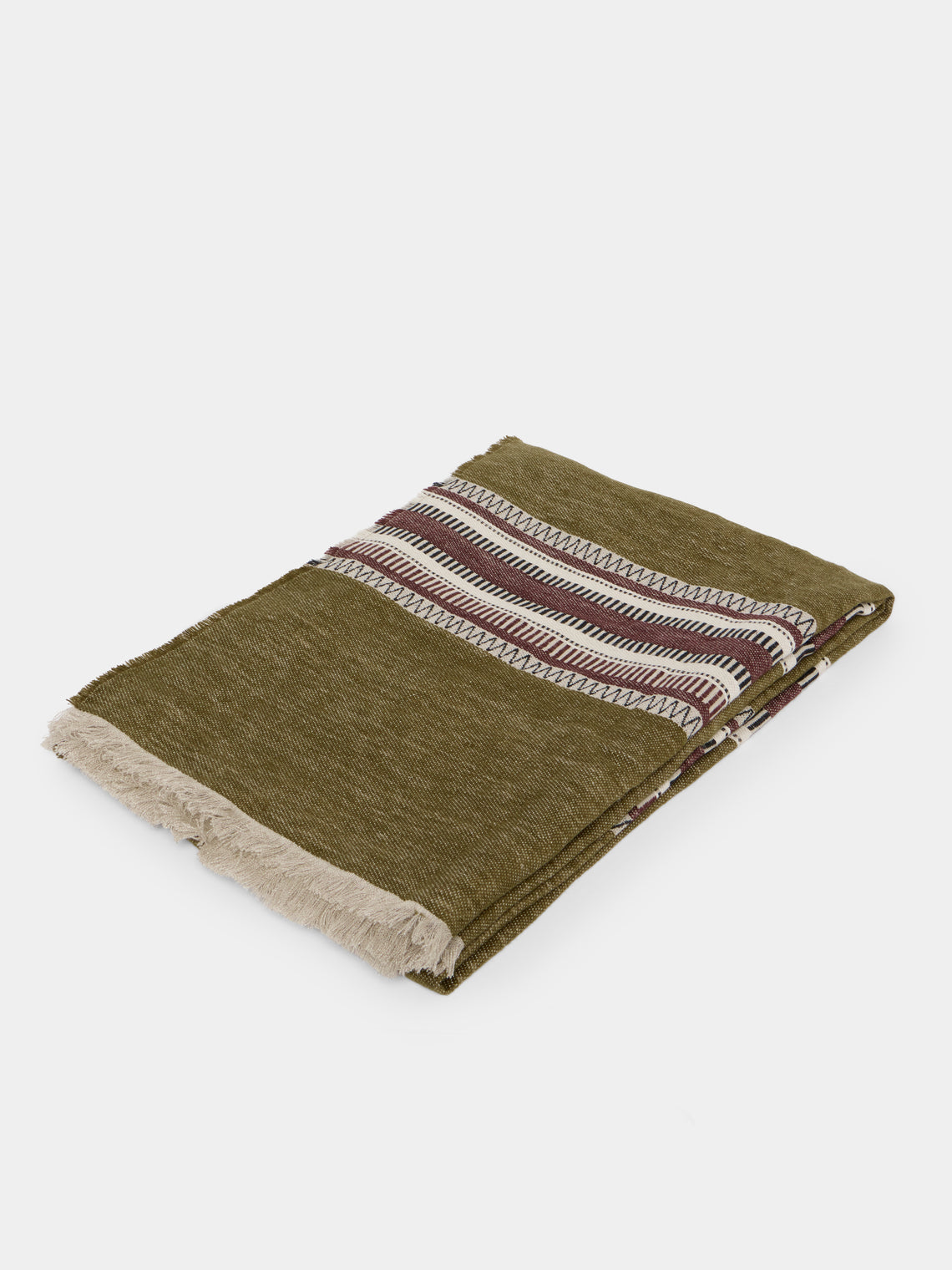 de Le Cuona - Striped Linen Throw (96.5in/2.5m) - Multiple - ABASK