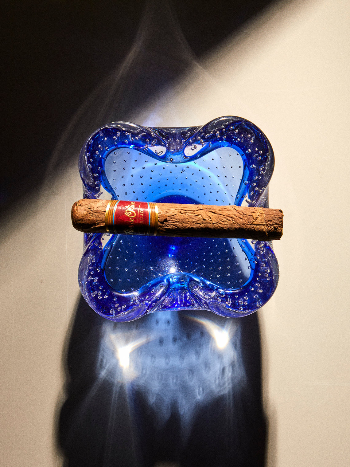 Antique and Vintage - Mid-Century Glass Ashtray - Blue - ABASK