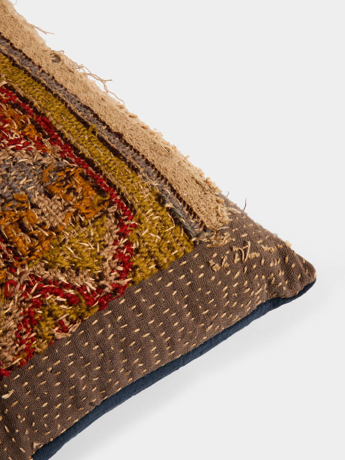 By Walid - 19th-Century Victorian Neo-Gothic Needlepoint Wool and Cotton Cushion (17.5in/45cm) - Multiple - ABASK