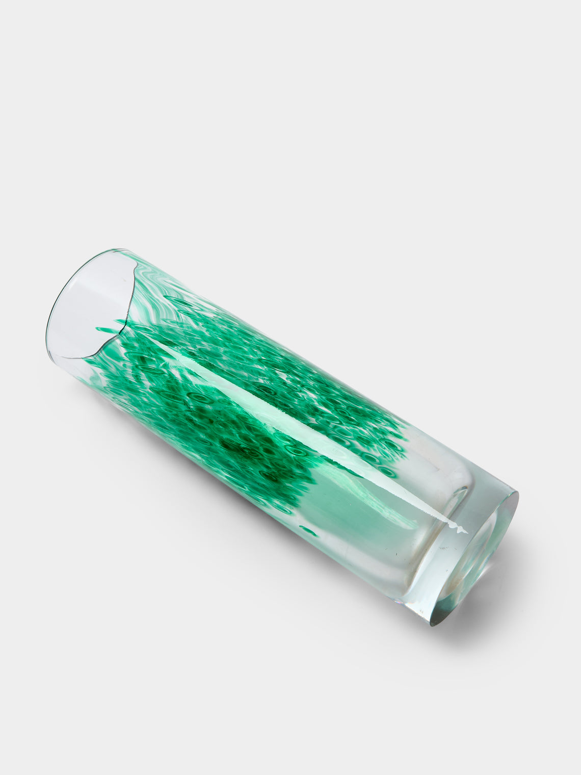 Antique and Vintage - 1970s Vistosi Glass Vase (13in/33cm) - Green - ABASK