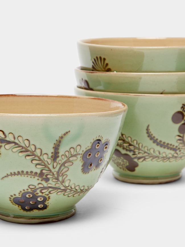 Poterie d’Évires - Flowers Hand-Painted Ceramic Cereal Bowls (Set of 4) -  - ABASK